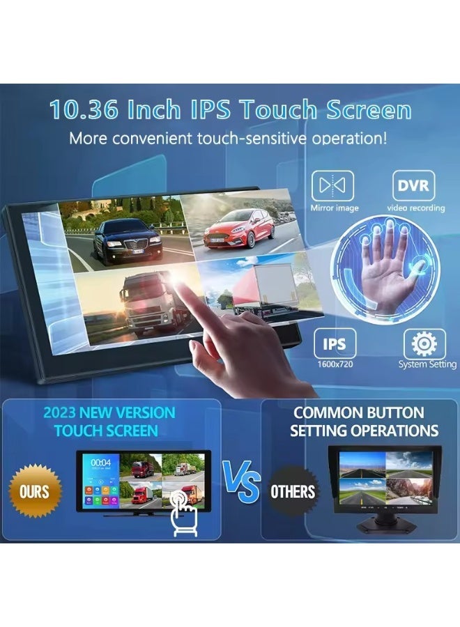 10.36 inch AHD 1080P dispaly with four channels video camera truck rear view system BSD IR cams - Image 5