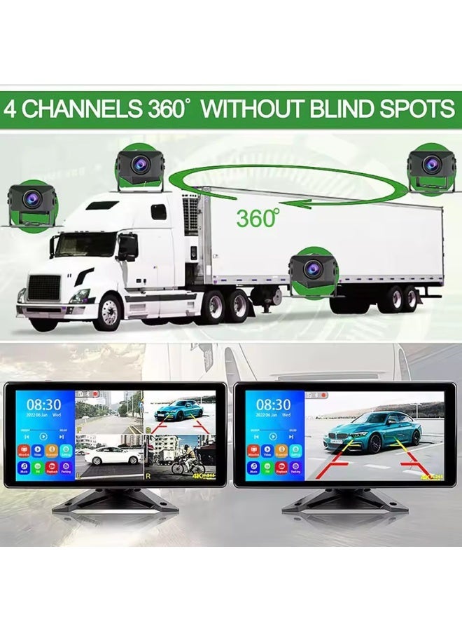 10.36 inch AHD 1080P dispaly with four channels video camera truck rear view system BSD IR cams - Image 4