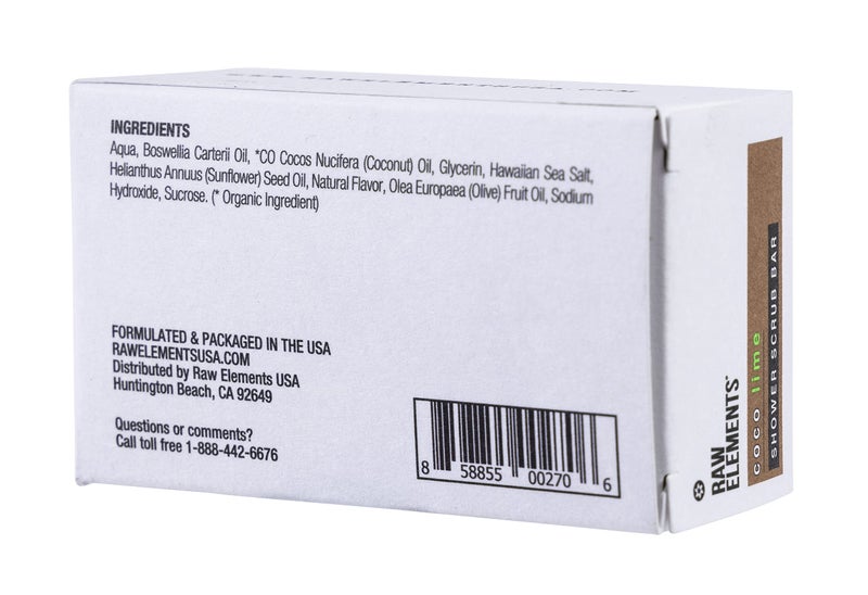 Raw Elements Shower Scrub Bar Coco Lime - Organic Cleansing and Exfoliating Body Scrub, Herbal and Coconut Lime Essential Oil Scent, 3.5 oz - Image 2