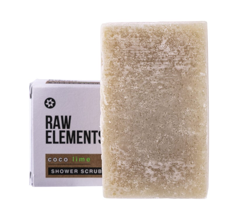 Raw Elements Shower Scrub Bar Coco Lime - Organic Cleansing and Exfoliating Body Scrub, Herbal and Coconut Lime Essential Oil Scent, 3.5 oz - Image 4