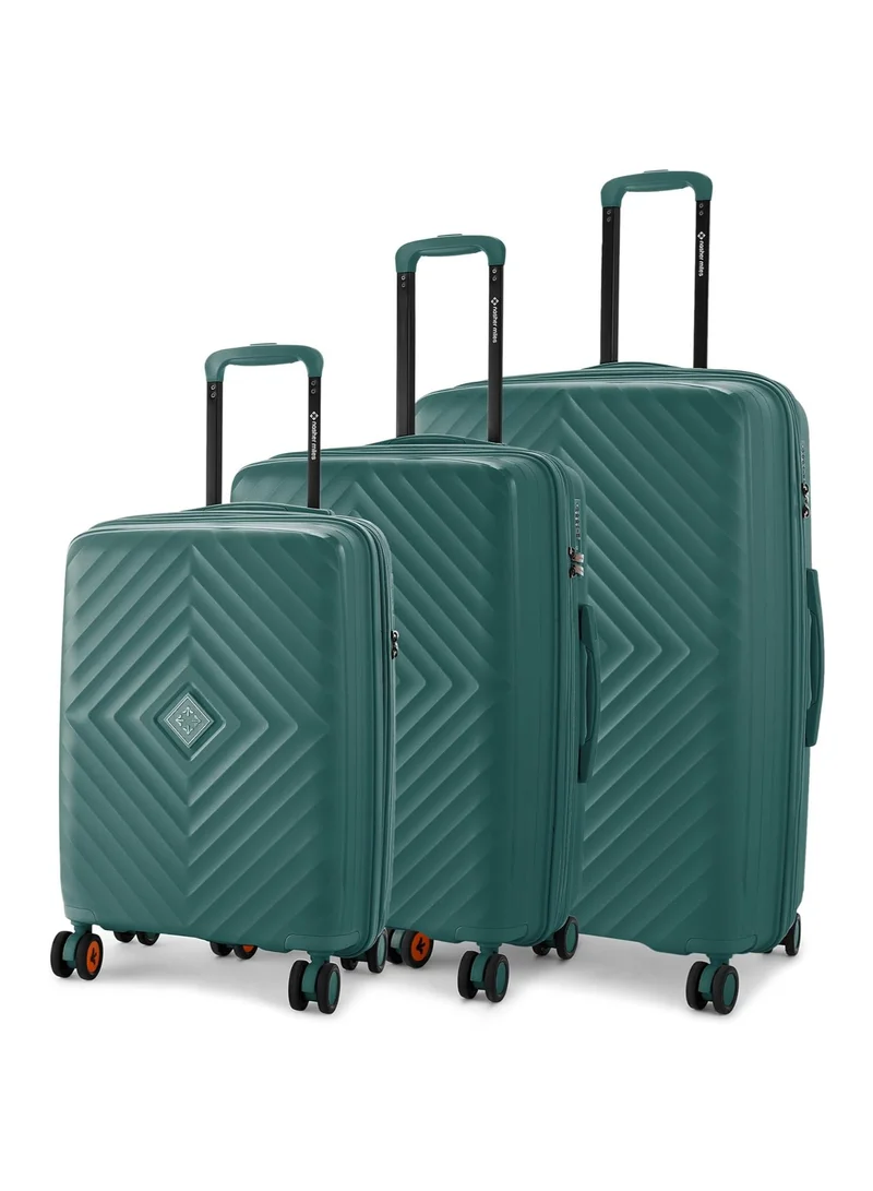 nasher miles Nasher Miles Antwerp Hard-Sided Polypropylene Luggage Set of 3 | 55cm, 65cm & 75cm | TSA Lock 8 Wheels & Expander Small, Medium & Large Trolley Bag for Travel | Suitcase (Dark Green)