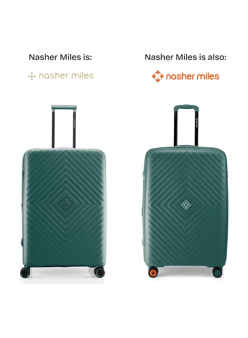 nasher miles Nasher Miles Antwerp Hard-Sided Polypropylene Luggage Set of 3 | 55cm, 65cm & 75cm | TSA Lock 8 Wheels & Expander Small, Medium & Large Trolley Bag for Travel | Suitcase (Dark Green)