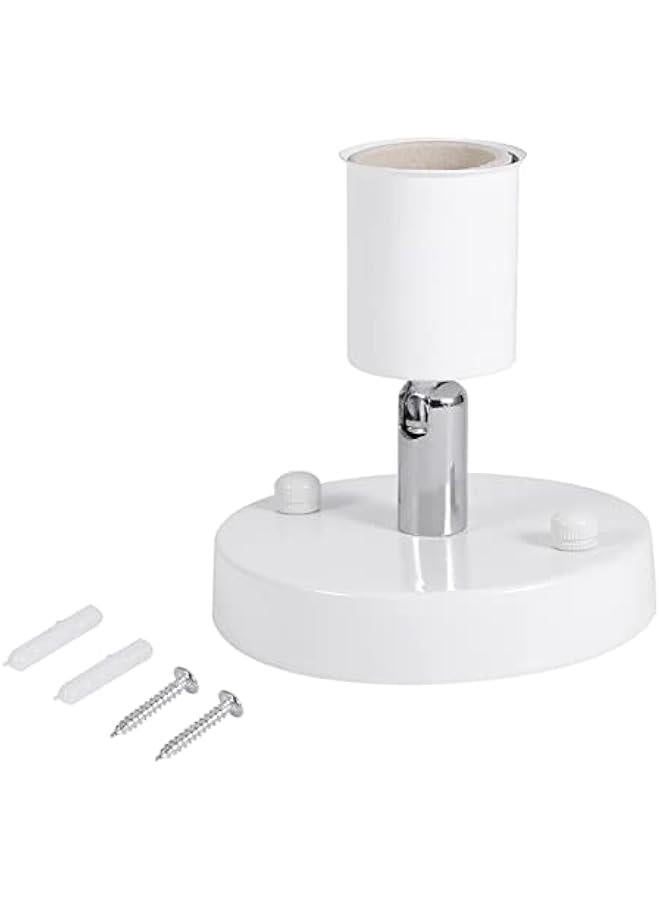 مصباح سقف عصري بتصميم قديم مع قاعدة قابلة للدوران 180 درجة، مصباح جداري مثبت، حوامل لمبة سيراميك حديدية للاستخدام في المرآب أو قبو التخزين (أبيض)، محول حامل لمبة E27، حامل لمبة E27. - Image 1