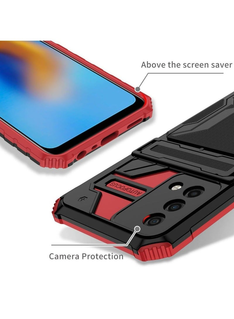 Protective Cover for Oppo A74 4G/ Oppo F19 Wallet Case with Credit Card Holder Stand Kickstand Slim Rugged Shockproof Heavy Duty Defender Armor  - Image 1