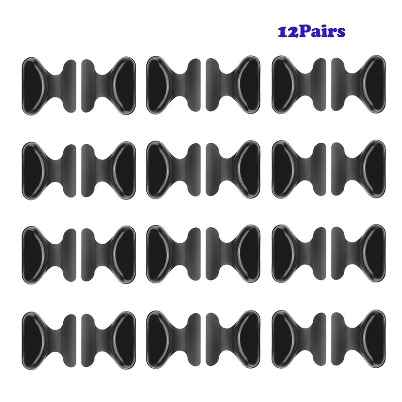 lvvfit New Air Bag Nosepads Butterfly Shape 12 Pairs Adhesive Eyeglass Nose Pads Comfortable Air Chamber Nose Pads Anti-Slip Nose Pads For Eyeglasses Sunglasses Spectacles (Black 1.8Mm) - Image 2