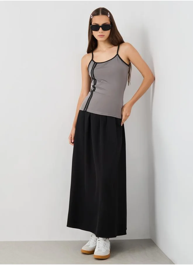 Take Two Take Two Solid Elasticated Waistband A-Line Maxi Skirts