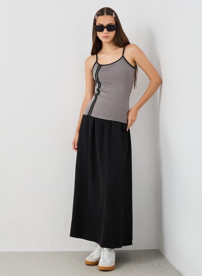 Take Two Take Two Solid Elasticated Waistband A-Line Maxi Skirts  - Image 1