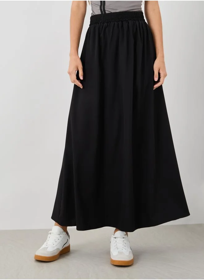 Take Two Take Two Solid Elasticated Waistband A-Line Maxi Skirts