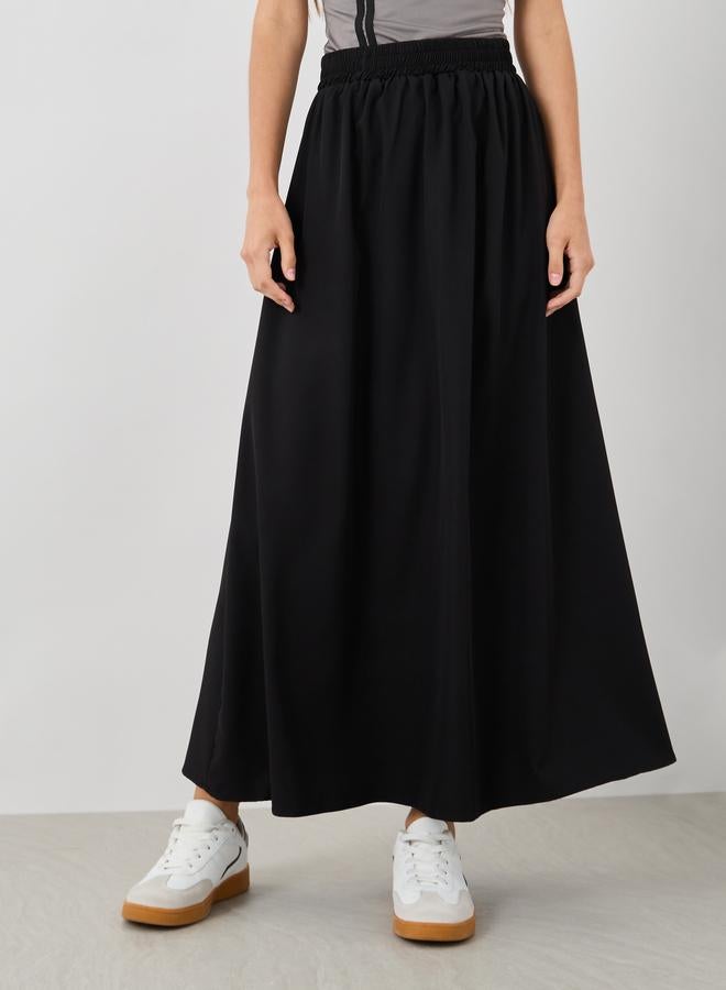 Take Two Take Two Solid Elasticated Waistband A-Line Maxi Skirts  - Image 2