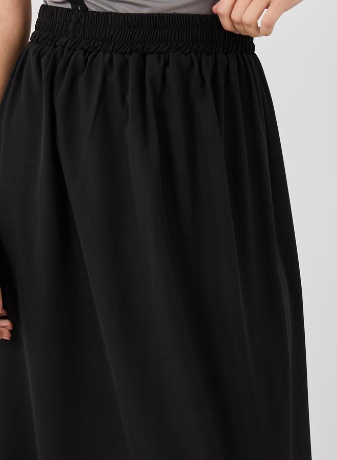 Take Two Take Two Solid Elasticated Waistband A-Line Maxi Skirts  - Image 3