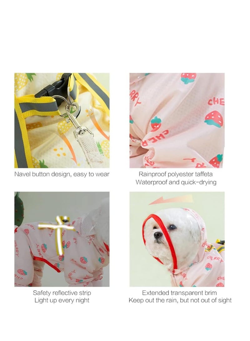 Excefore Cute Puppy Dog Raincoat Four-Legged Waterproof All-Inclusive with Hat,Waterproof Rain Jacket with Night Reflective Strip Small Medium Dogs Pet Poncho Clothes (M(Back Length:12-13"), Pink) - Image 5