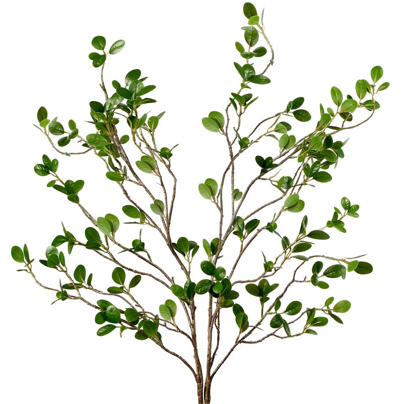 Sggvecsy 43â€™â€™ 2Pcs Artificial Ficus Branches Faux Leaf Spray Green Eucalyptus Branches Artificial Greenery Stems Fake Ficus Twig Plants for Home Office Wedding Vase Filler Shop Decoration - Image 1