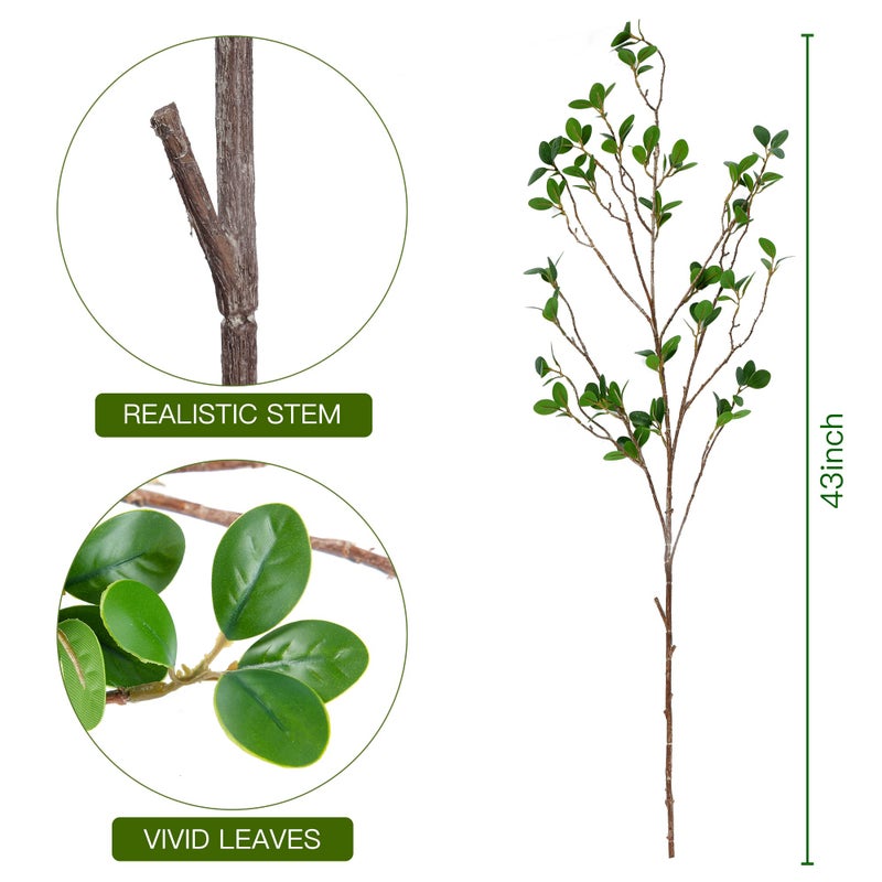 Sggvecsy 43â€™â€™ 2Pcs Artificial Ficus Branches Faux Leaf Spray Green Eucalyptus Branches Artificial Greenery Stems Fake Ficus Twig Plants for Home Office Wedding Vase Filler Shop Decoration - Image 5