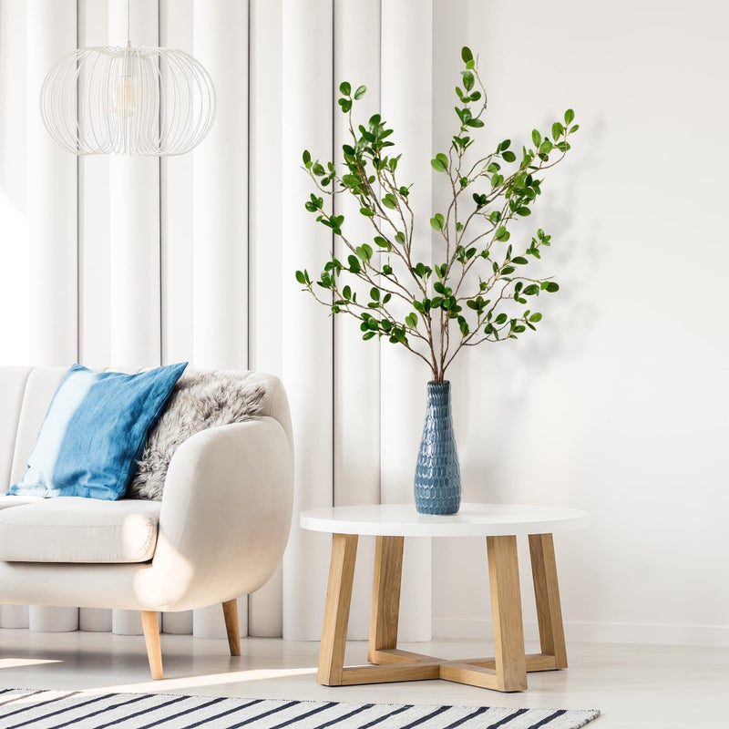 Sggvecsy 43â€™â€™ 2Pcs Artificial Ficus Branches Faux Leaf Spray Green Eucalyptus Branches Artificial Greenery Stems Fake Ficus Twig Plants for Home Office Wedding Vase Filler Shop Decoration - Image 3