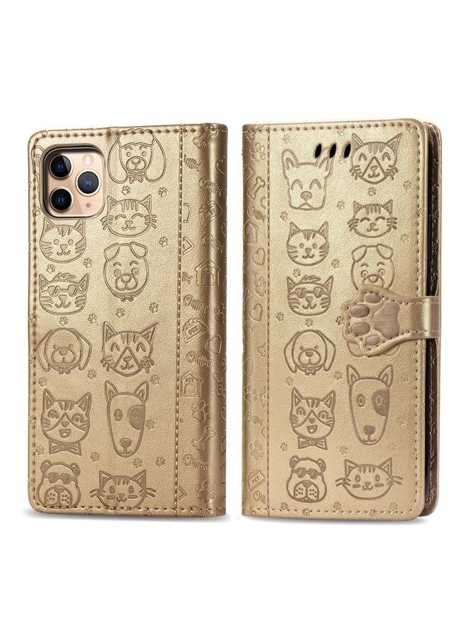 S-TOP Case For iPhone 11 Pro Max Cute Cat and Dog Embossed Horizontal Flip PU Leather Case with Holder / Card Slot / Wallet / Lanyard - Image 1