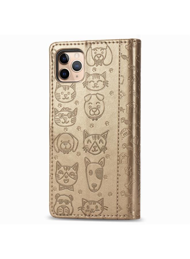 S-TOP Case For iPhone 11 Pro Max Cute Cat and Dog Embossed Horizontal Flip PU Leather Case with Holder / Card Slot / Wallet / Lanyard - Image 3