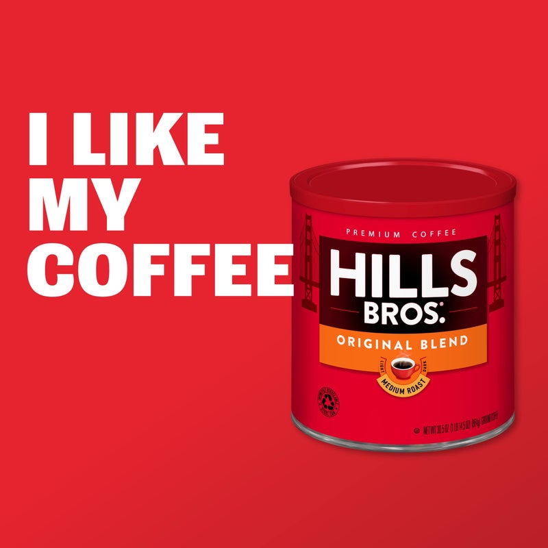 Hills Bros قهوة هيلز بروس بالتوازن المثالي، تحميص متوسط، نكهة غنية كلاسيكية كاملة الجسم، نصف الكافيين، 23 أونصة - Image 5