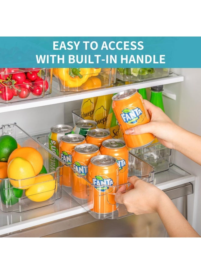 تراسل منظّمات ثلاجة قابلة للتكديس، 4 قطع منظّمات مؤن شفافة وصناديق تخزين مع مقبض، منظّمات مطبخ بلاستيكية قابلة للتكديس لرفوف الثلاجة والثلاجة والفريزر ومنظّمات الفريزر وخالية من مادة BPA - Image 2