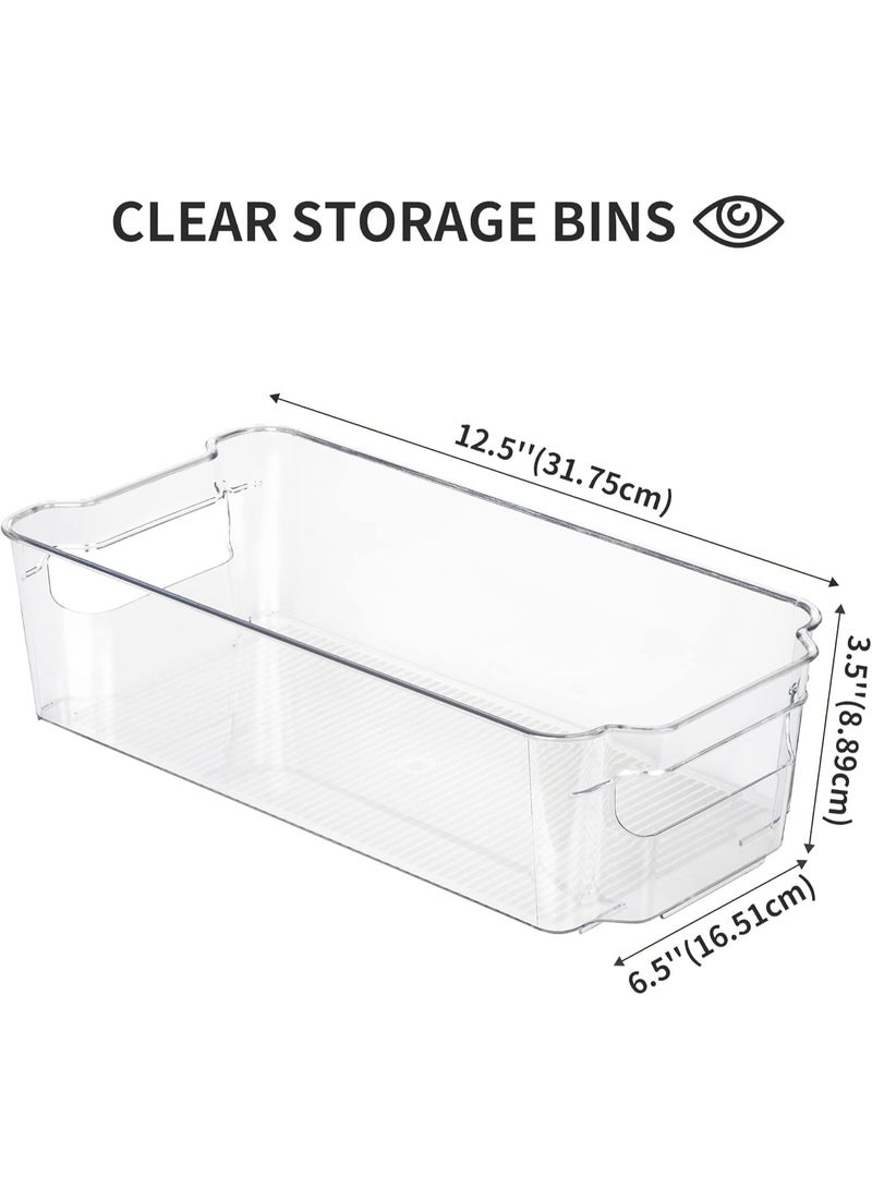 تراسل منظّمات ثلاجة قابلة للتكديس، 4 قطع منظّمات مؤن شفافة وصناديق تخزين مع مقبض، منظّمات مطبخ بلاستيكية قابلة للتكديس لرفوف الثلاجة والثلاجة والفريزر ومنظّمات الفريزر وخالية من مادة BPA - Image 3