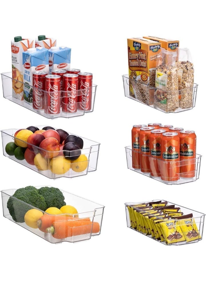 تراسل منظّمات ثلاجة قابلة للتكديس، 4 قطع منظّمات مؤن شفافة وصناديق تخزين مع مقبض، منظّمات مطبخ بلاستيكية قابلة للتكديس لرفوف الثلاجة والثلاجة والفريزر ومنظّمات الفريزر وخالية من مادة BPA - Image 4