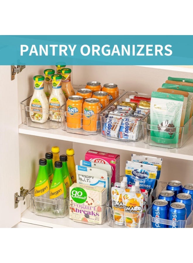 تراسل منظّمات ثلاجة قابلة للتكديس، 4 قطع منظّمات مؤن شفافة وصناديق تخزين مع مقبض، منظّمات مطبخ بلاستيكية قابلة للتكديس لرفوف الثلاجة والثلاجة والفريزر ومنظّمات الفريزر وخالية من مادة BPA - Image 5