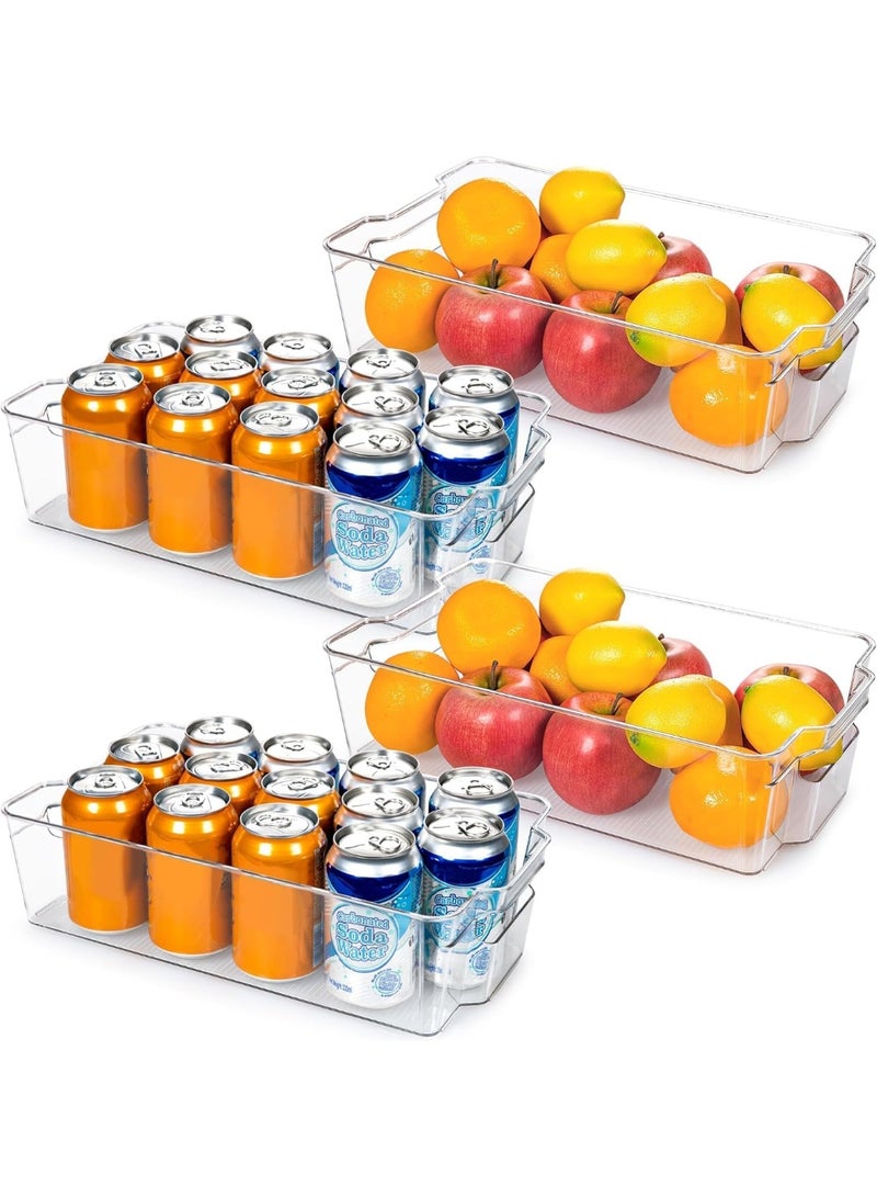 تراسل منظّمات ثلاجة قابلة للتكديس، 4 قطع منظّمات مؤن شفافة وصناديق تخزين مع مقبض، منظّمات مطبخ بلاستيكية قابلة للتكديس لرفوف الثلاجة والثلاجة والفريزر ومنظّمات الفريزر وخالية من مادة BPA - Image 1