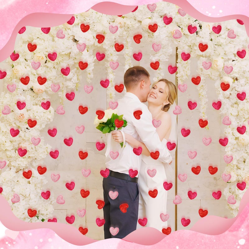 MARFOREVER 500 Pcs Red Rose Pink Valentine's Day Confetti Glitter, Heart Felt Confetti Love Heart Shape Table Scatter Sprinkles for Valentines Wedding Bachelorette Party Decorations DIY Craft Supplies - Image 2
