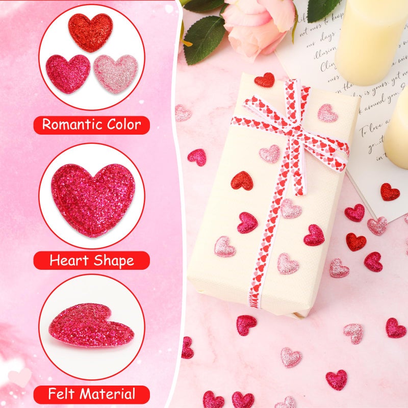 MARFOREVER 500 Pcs Red Rose Pink Valentine's Day Confetti Glitter, Heart Felt Confetti Love Heart Shape Table Scatter Sprinkles for Valentines Wedding Bachelorette Party Decorations DIY Craft Supplies - Image 3
