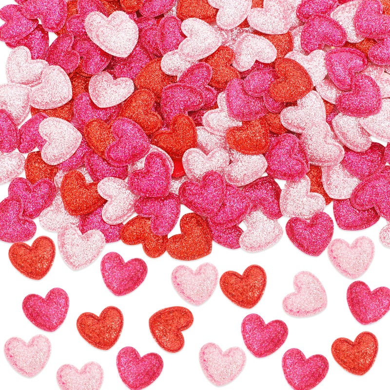 MARFOREVER 500 Pcs Red Rose Pink Valentine's Day Confetti Glitter, Heart Felt Confetti Love Heart Shape Table Scatter Sprinkles for Valentines Wedding Bachelorette Party Decorations DIY Craft Supplies - Image 1