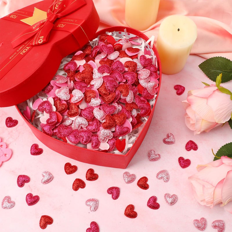 MARFOREVER 500 Pcs Red Rose Pink Valentine's Day Confetti Glitter, Heart Felt Confetti Love Heart Shape Table Scatter Sprinkles for Valentines Wedding Bachelorette Party Decorations DIY Craft Supplies - Image 4