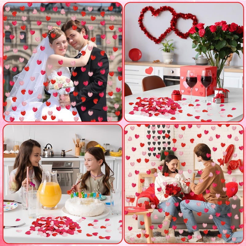 MARFOREVER 500 Pcs Red Rose Pink Valentine's Day Confetti Glitter, Heart Felt Confetti Love Heart Shape Table Scatter Sprinkles for Valentines Wedding Bachelorette Party Decorations DIY Craft Supplies - Image 5