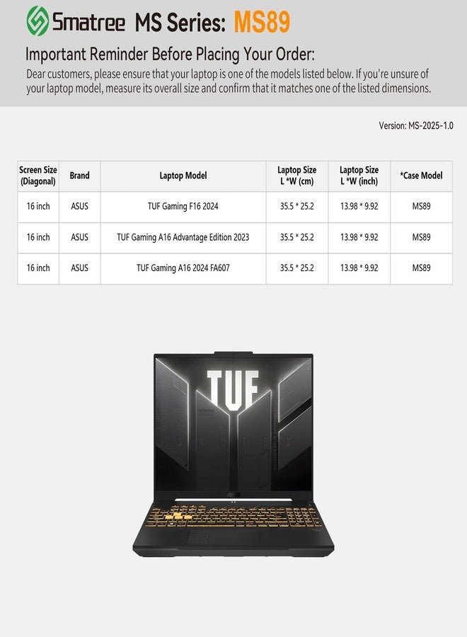 Smatree MS89 Hard EVA Protective Sleeve with Stand Compatible for 15.6 inch ASUS TUF Gaming F15/A15, for TUF Dash F15 2022/2021, 16 inch TUF Gaming A16 2024/2023, ASUS Zenbook Pro 16X OLED UX7602 - Image 2
