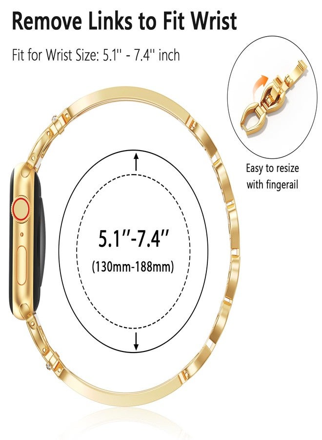 MOFREE Slim Metal Band Compatible with Apple Watch Bands for Women 38mm/40mm/41mm/42mm (Series 11/10), Thin Bracelet Strap Band for iWatch SE/9/8/7/6/5/4/3/2/1, Lightweight Dressy Women Bands Gold - Image 5