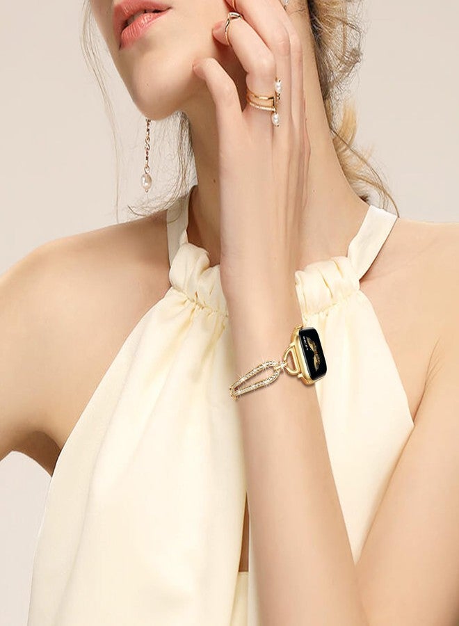 MOFREE Slim Metal Band Compatible with Apple Watch Bands for Women 38mm/40mm/41mm/42mm (Series 11/10), Thin Bracelet Strap Band for iWatch SE/9/8/7/6/5/4/3/2/1, Lightweight Dressy Women Bands Gold - Image 4