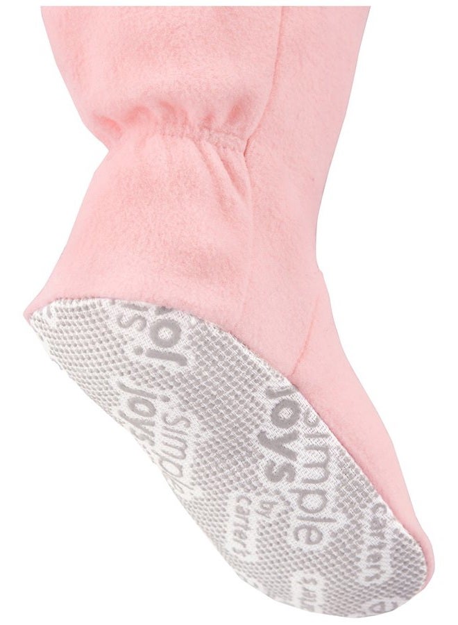 Simple Joys by Carter's Baby Girls' 3-Pack Loose Fit Flame Resistant Fleece Footed Pajamas, Blue Penguin/Green Pig/Pink Fox, 5T - Image 3