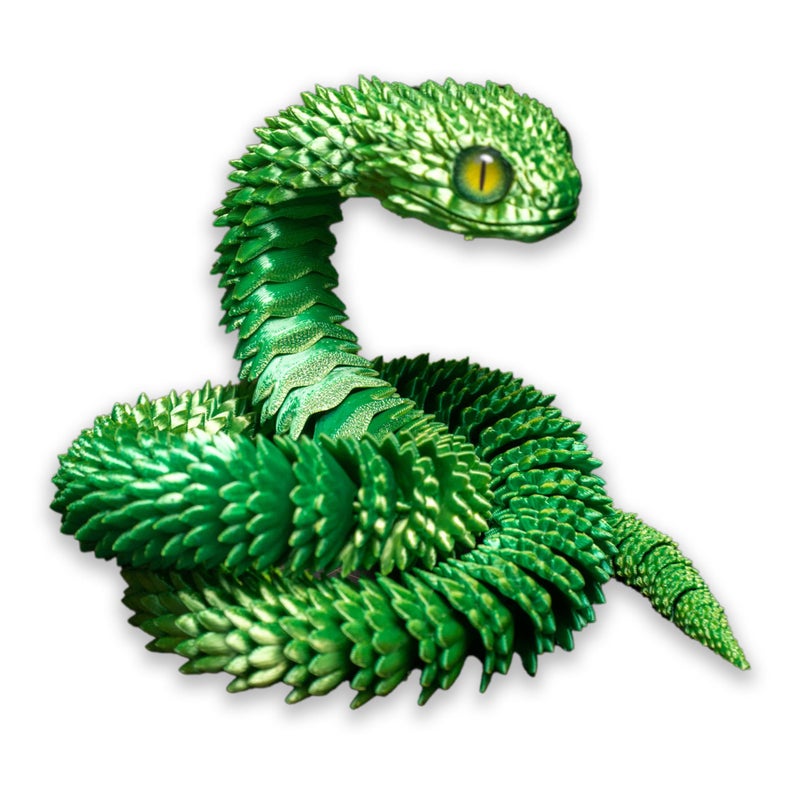 Binvin 3D Printed AnimalsSnake Viper3D Printed Snake Toys Articulated Snake 3D Printed Animals Animal Model Ornaments Creative Funny Toy Festival Gift for Frends Laser Green 24Inch - Image 3