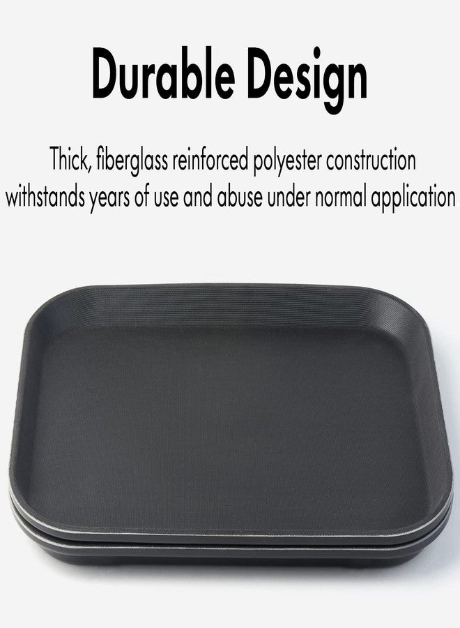 CURTA 2-Pack Restaurant Grade Non-Slip Trays, NSF, 16 Inch x 12 Inch, Plastic Rubber Lined Anti-Skid Rectangular Serving Tray, Black - Image 4