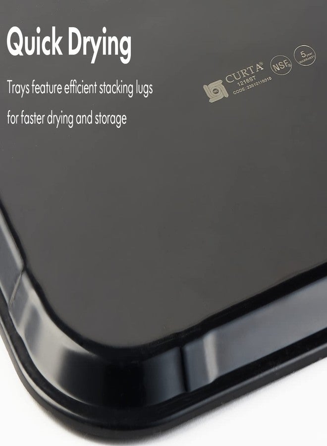 CURTA 2-Pack Restaurant Grade Non-Slip Trays, NSF, 16 Inch x 12 Inch, Plastic Rubber Lined Anti-Skid Rectangular Serving Tray, Black - Image 5