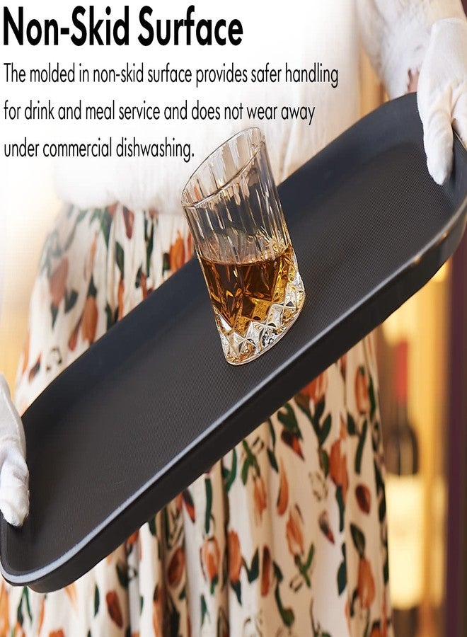 CURTA 2-Pack Restaurant Grade Non-Slip Trays, NSF, 16 Inch x 12 Inch, Plastic Rubber Lined Anti-Skid Rectangular Serving Tray, Black - Image 2