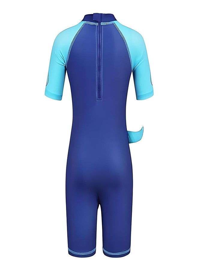 KRESHU One-Piece Rush Guard Playing Dinosaur Swim Suits Short Sleeve Kids UV Sun Protection Bathing Costume Suits Summer Boys/Girls Swimwear Beach Holiday (8-Year, Pack of 1) - Image 3
