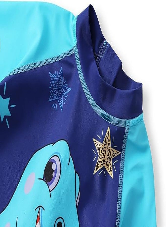 KRESHU One-Piece Rush Guard Playing Dinosaur Swim Suits Short Sleeve Kids UV Sun Protection Bathing Costume Suits Summer Boys/Girls Swimwear Beach Holiday (8-Year, Pack of 1) - Image 5