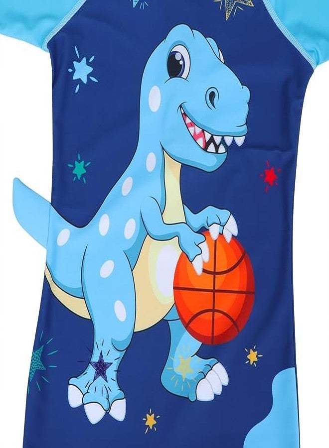 KRESHU One-Piece Rush Guard Playing Dinosaur Swim Suits Short Sleeve Kids UV Sun Protection Bathing Costume Suits Summer Boys/Girls Swimwear Beach Holiday (8-Year, Pack of 1) - Image 4