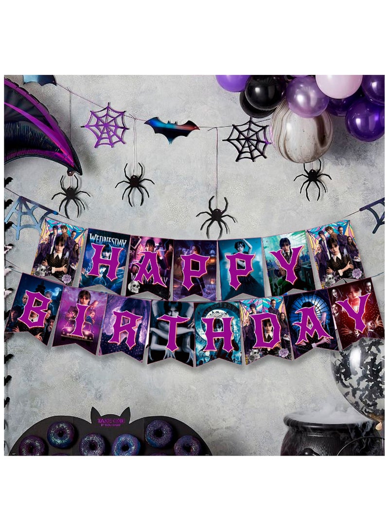 FRUITFUL PARTY Wednesday Birthday Party Disposable Tableware for 16 Guests, Wednesday Themed Party Decorations - Image 4