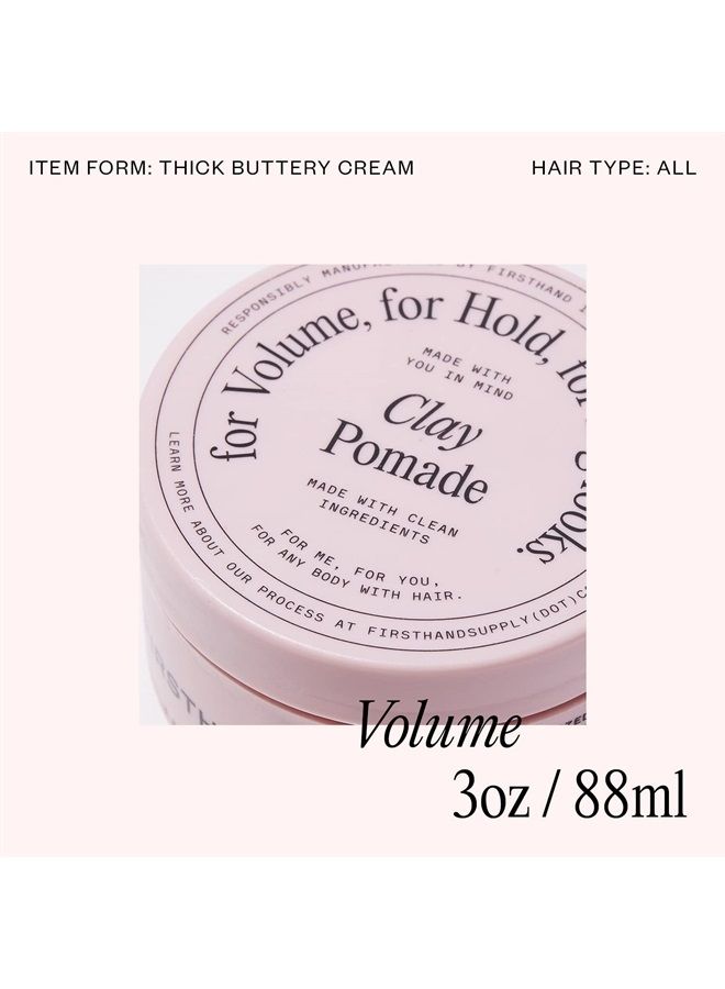 Firsthand Supply Clay Pomade - Clean & Non-toxic Hair Care Ingredients - Long Lasting & Easy to Restyle - 3oz (88ml) - Image 3