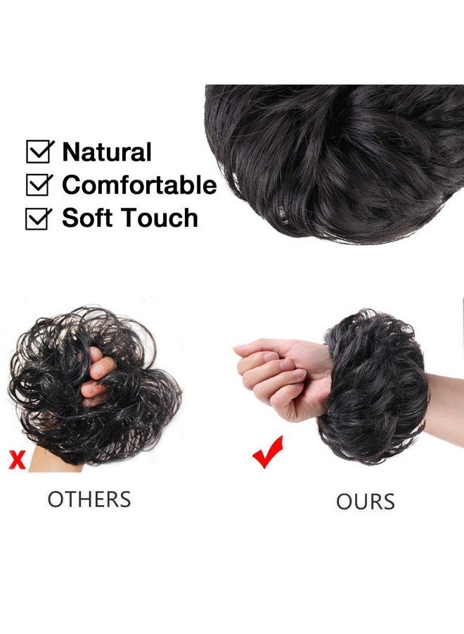 MORICA 1Pcs Messy Hair Bun Hair Scrunchies Extension Curly Wavy Messy Synthetic Chignon For Women (Natural Black ) - Image 4