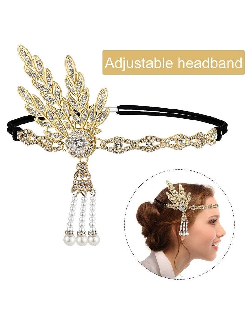 SYOSI - 6 PCS 1920s Great Gatsby Accessories Flapper Accessories 1920s Accessories for Women 1920s Feather Flapper Headpieces Necklace Gloves Roaring 20s Accessories for Women - Image 1