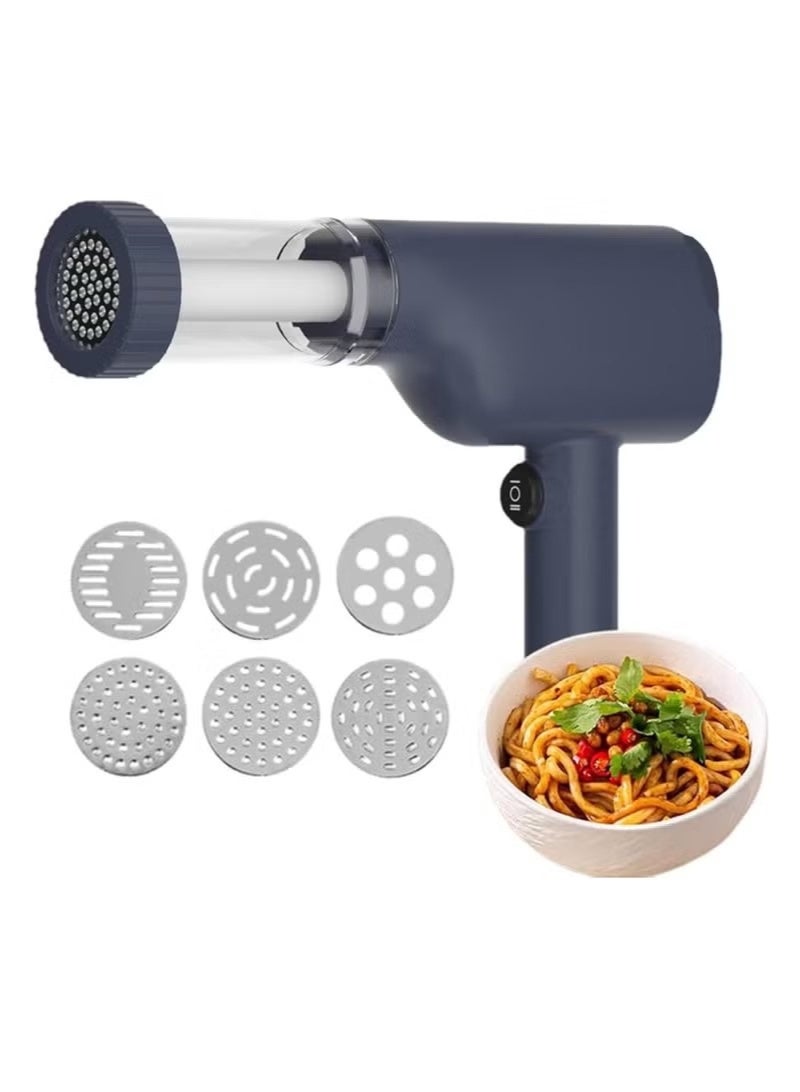 Pasta Maker, Noodle Maker, High Efficiency Handheld Press Pasta Machine with 6 Moulds, Premium Materials, Portable Automatic Pasta Maker Machine for Home Use (Blue) - Image 2