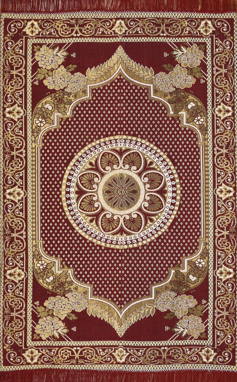 Purav Light Home Decor Cotton Carpets for Living Room 5x7 feet Multi-Use Flower Design Carpet Mats (Wine Colour) - Image 4