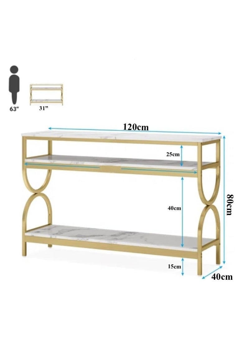 LINGWEI Console Table Entryway Pre Assembled Marble Top Console Table Sofa Table with Golden Frame Modern Hallway Console Table Narrow Console Table For Living Room Furniture - Image 4
