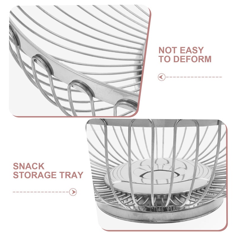 Large 26cm Stainless Steel Hollow Wire Fruit Vegetable Basket Kitchen Countertop Storage Bowl - Image 4
